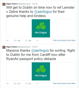 Nigel Owens Aer Lingus