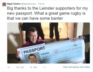 Nigel Owens Fans Interaction Leinster v Zebre 2015